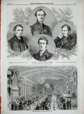 Old Antique Print 1859 Burns Banquet Montreal New Zealand Bishops Selwyn 19th