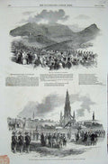 Old Antique Print 1850 Queen Scotland Holyrood National Gallery Edinburgh 19th