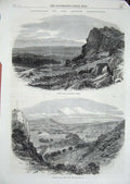 Old Antique Print 1866 Beacon Hill Charnwood Forest Matlock High Tor Bath 19th