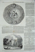 Original Old Antique Print 1850 Warwick Race Plate Lancaster Castle Archaeology
