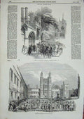 Old Antique Print 1844 Procession Quadrangle Royal Carriage Weston'S Gate 19th