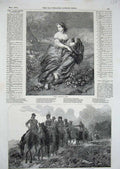 Original Old Antique Print Cora Lady Country 1852 Seirs Horses War Portland Art