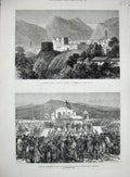 Original Old Antique Print 1880 Antivari Mountains Owen Lanyon Native Transvaal
