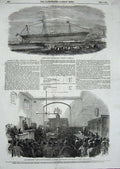 Old Antique Print 1853 Iron Steam Ship Atrato Greenock Police Bow Street 19th