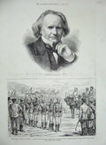 Original Old Antique Print 1886 Webster Military Revolt Bulgaria War Siers 19th