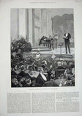 Old Antique Print 1882 Prince Wales Minnesinger'S Club Portsmouth Music 19th