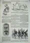 Old Antique Print 1844 Highland Dancers Pipers Knole Park Horse Princess 19th