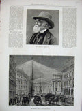 Old Antique Print 1881 John Prescott Knight Electric Light Mansion House 19th