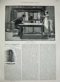 Old Antique Print 1887 Gordon Browne Tom Barley Sitting Table Chair Maid 19th
