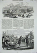 Original Old Antique Print 1853 Burmese Dance Crystal Palace New York America