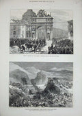 Original Old Antique Print 1876 War Herzegovina Gatschko Lipnik Alfonso Madrid