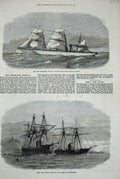 Original Old Antique Print 1872 Ship Lord Clyde Pantellaria Othello Suez Canal