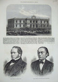 Original Old Antique Print 1872 Peruvian Exhibition Lima Sionii Iwakura Hanmer