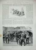Original Old Antique Print 1893 Dragoon Guards Wakefield Yorkshire Watnall Pit