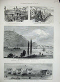 Old Antique Print 1883 German National Monument Rhine Whitley Tynemouth 19th