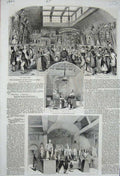 Original Old Antique Print 1843 Royal Academy Art Sculpture Gallery Staircase