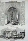Original Old Antique Print Wellington Memorial Church Brighton 1854 Tynemouth