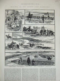 Original Old Antique Print 1883 German Army Manoeuvres Dragoon Siers War Horses