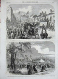 Old Antique Print 1862 Preston Guild Festival Dumfries Galloway Flowers 19th
