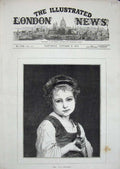 Original Old Antique Print 1874 Portrait Little Girl Eve Apple Bouguereau 19th