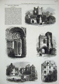 Old Antique Print 1876 Rochester Castle Priory Gate Cathedral Watt'S Art 19th