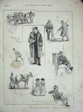 Original Old Antique Print 1890 America New York Central Park Ice Waggon Horses