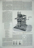 Original Old Antique Print 1855 Napier'S Patent Bullet Compressing Machine 19th