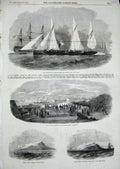 Old Antique Print 1855 Grey'S Island Dunn'S Prince Albert Portsmouth Ship 19th