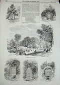 Old Antique Print 1845 Tissington Well-Dressing Hall Well Coffin Ceremony 19th