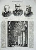Old Antique Print 1877 Tewksbury Abbey Choir Belcher Cladwell Sargent Men 19th