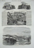 Old Antique Print 1853Bristol River Reservoir Corn-Exchange Hitchen Blind 19th