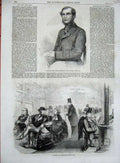 Original Old Antique Print 1861 American Railway Car Train Rose Minster Canada