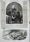 Original Old Antique Print 1855 Prince Gortschakoff Russian Army Crimea War Art
