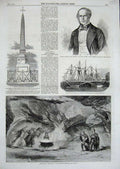 Old Antique Print 1858 Monument Captain Huish Macbeath Princess Theatre 19th