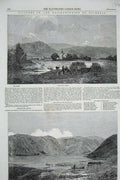Original Old Antique Print 1850 Balmoral Castle Abergeldie Loch Muick Scotland
