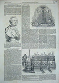 Original Old Antique Print 1854 Walker'S Quartz-Crushing Machinery Bust Graham