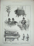 Original Old Antique Print 1885 Funeral General Grant New York Johnston Hancock