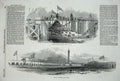 Original Old Antique Print 1852 Great Grimbsy Dock Banquet Lock-Pit Victorian
