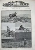 Original Old Antique Print Antelope Hunting Nevada North America 1890 Broncho