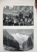 Old Antique Print 1882 Connaught Alexandria Bernina Glacier Switzerland 19th