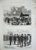 Old Antique Print 1877 Funeral George Odger St Giles Middlesex Volunteers 19th