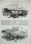 Original Old Antique Print 1856 Harrogate Yorkshire Blackpool Lancashire Donkey