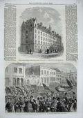 Old Antique Print 1862 Lodging-Houses Bethnal Green Miss Coutts Plymouth 19th