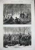 Old Antique Print 1871 Germans Paris Champs Elysees Bavarian Lancers War 19th