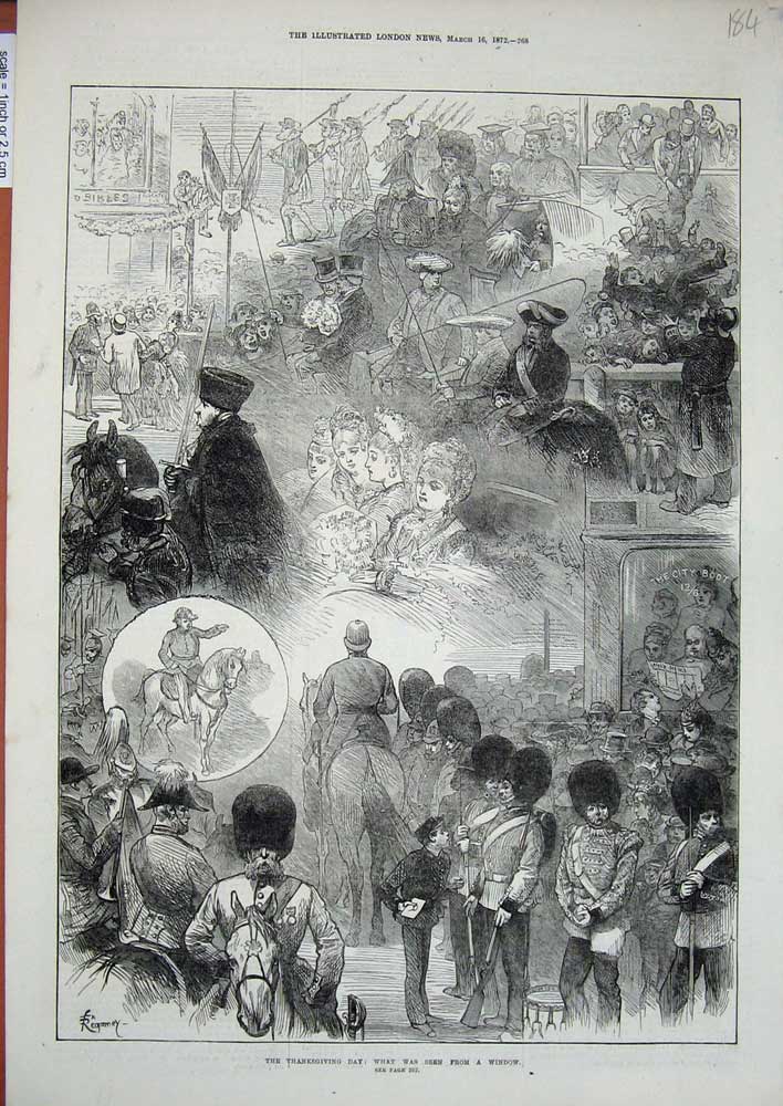 Original Old Antique Print 1872 Thanksgiving Day Siers Guards Uniforms Horses