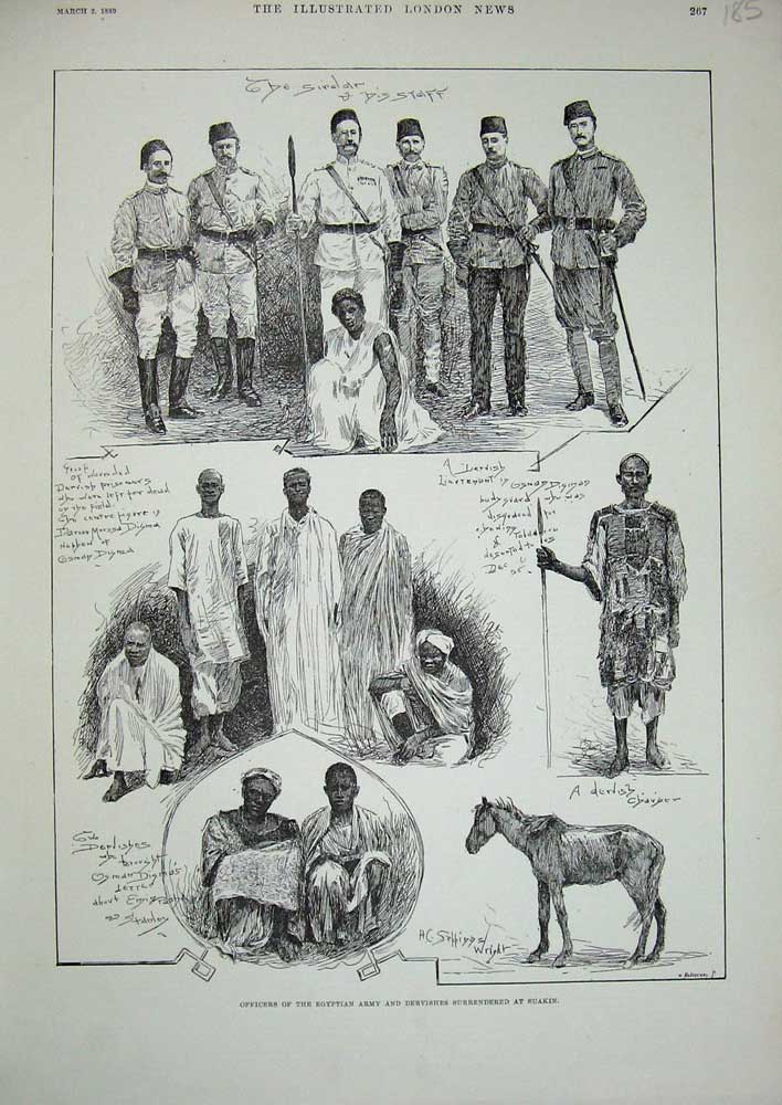 Original Old Antique Print 1889 Egyptian Army Dervishes Suakin Siers Horse War