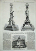 Old Antique Print 1870 William Turner School Coatham Redcar Lamps Thames 19th