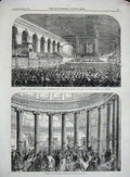 Original Old Antique Print 1863 Newcastle-On-Tyne William Armstrong Exchange