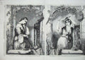 Original Old Antique Print 1858 Woolmer Fine Art Beautiful Lady Woman Feather