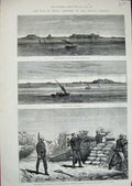 Old Antique Print 1882 War Egypt Fort Telegraph Aboukir Bay Railway Duke 19th